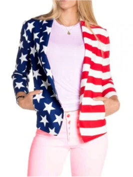 Women Independence Day American Flag Blazer