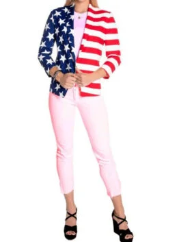 Women Independence Day American Flag Blazer