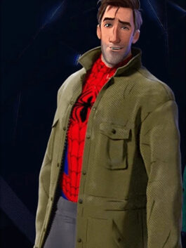 Spider Man Into the Spider-Verse Peter B Parker Green Coat