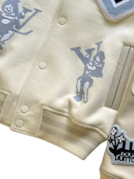 Louis Vuitton Bugs Bunny varsity jacket from the FW22 collection with detailed LV Paris embroidery and bunny artwork on the back.
