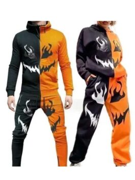 Orange and Black Couple Tracksuit For Halloween