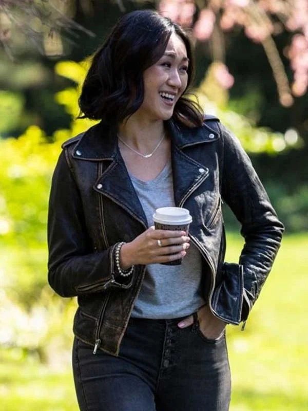 Sight 2023 Danni Wang Distessed Leather Jacket