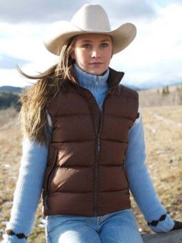 Amber Marshall Heartland Brown Puffer Vest