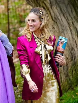 And Just Like That S02 Sarah Jessica Parker Pink Blazer back pose