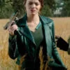 Zombieland Double Tap Emma Stone Green Biker Leather Jacket