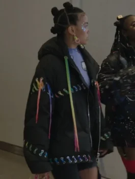 Gossip Girl Season 2 Whitney Peak Rainbow Lace Puffer Jacket