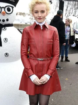 Julia Garner Red Leather Coat