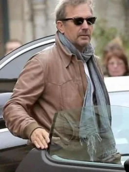 3 Days To Kill Kevin Costner Brown Leather Jacket