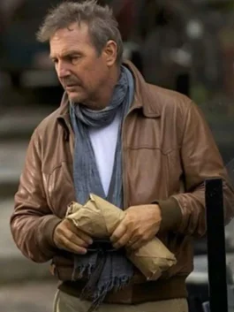 3 Days To Kill Kevin Costner Brown Leather Jacket
