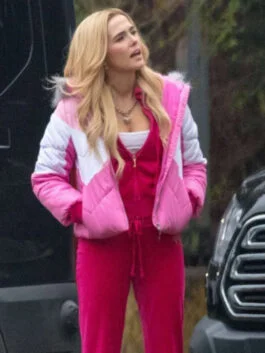 Zoey Deutch Zombieland 2 Pink Hooded Jacket