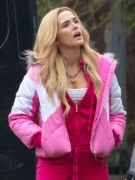 Zoey Deutch Zombieland 2 Pink Hooded Jacket
