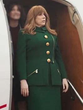 Queen Of Oz 2023 Catherine Tate Green Coat front