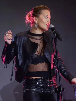 Rita Ora Leather Jacket back