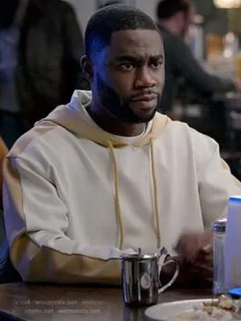 Single Drunk Female James White And Tan Colorblock Hoodie