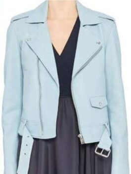 Single Drunk Female S02 Sofia Black-D’Elia Blue Biker Jacket