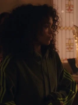 Gossip Girl Whitney Peak Green Striped Sleeve Hoodie