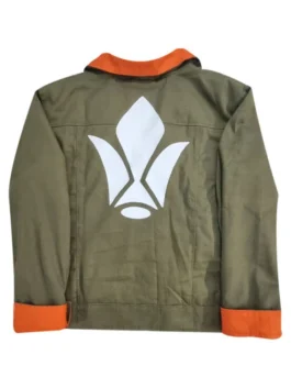 Men's military-style jacket with snap tab button closure and long sleeves for a casual look.