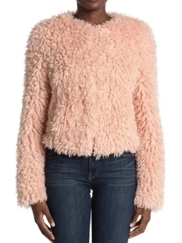 The Equalizer 2021 Delilah McCall Pink Fur Jacket front