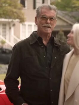 The Out Laws Pierce Brosnan Green Trucker Jacket