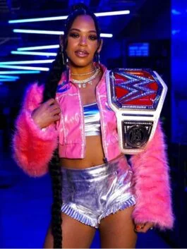 WWE Bianca Belair Pink Fur Jacket