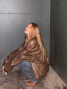 Nadia Turner Brown Leather Bomber Jacket