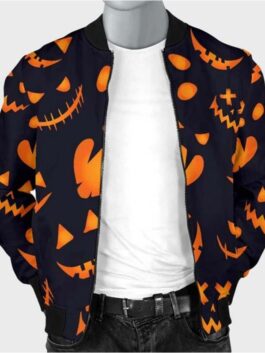 Halloween Pattern Pumpkins Bomber Jacket