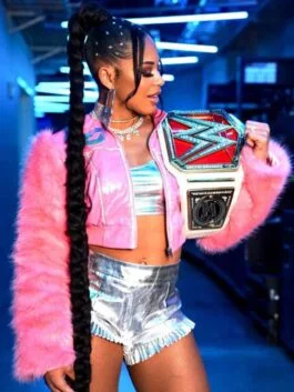 WWE Bianca Belair Pink Fur Jacket