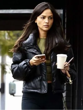 Eiza González Puffer Leather Jacket