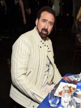 Nicolas Cage White Leather Jacket