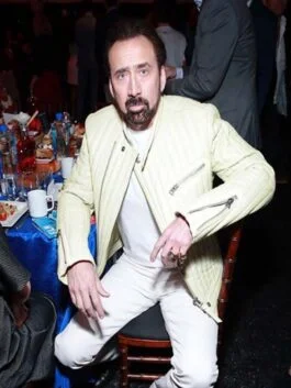 Nicolas Cage White Leather Jacket