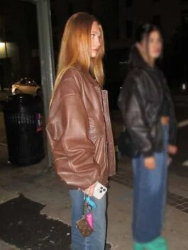 Nadia Turner Brown Leather Bomber Jacket