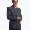 Riccardo Scamarcio A Haunting In Venice 2023 Vitale Portfoglio Grey Coat