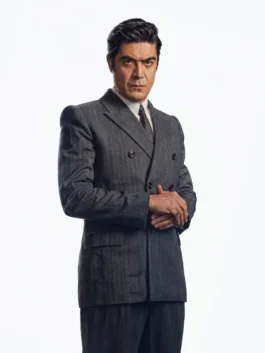 Riccardo Scamarcio A Haunting In Venice 2023 Vitale Portfoglio Grey Coat