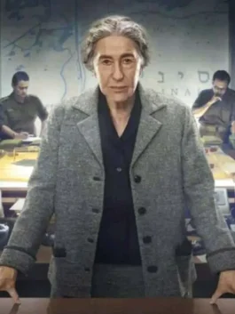 Golda 2023 Helen Mirren Grey Coat front