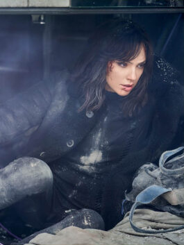 Heart of Stone 2023 Gal Gadot Black Suede Leather Coat