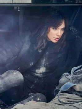 Heart of Stone 2023 Gal Gadot Black Suede Leather Coat