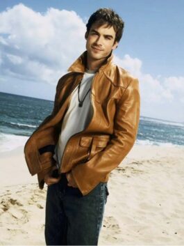 Ian Somerhalder Vampire Diaries Brown Jacket