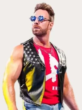 LA Knight Black Leather Vest