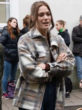 Surprised By Oxford 2023 Rose Reid Grey Coat pose