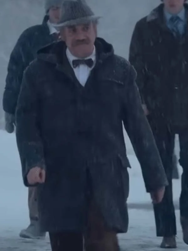 The Holdovers 2023 Paul Giamatti Black Coat