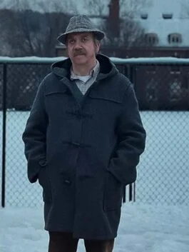 The Holdovers 2023 Paul Giamatti Black Coat