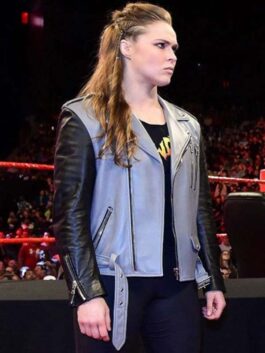 WWE Ronda Rousey Black and Grey Jacket