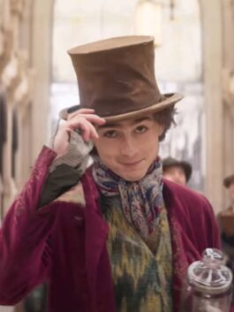 Wonka 2023 Timothée Chalamet Maroon Coat