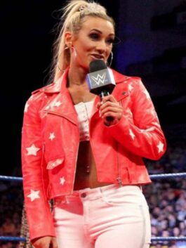 Wrestler Carmella Red Leather Jacket