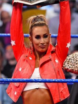 Wrestler Carmella Red Leather Jacket