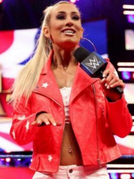 Wrestler Carmella Red Leather Jacket