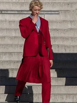 The Hunger Games 2023 Tom Blyth Blazer highlighting professional fabric grain and luxury full length sleeves.