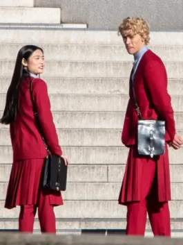 The Hunger Games 2023 Tom Blyth Blazer in professional red finish with luxury tailored finish.