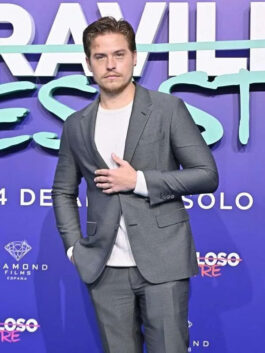 Beautiful Disaster 2023 Dylan Sprouse Grey Suit