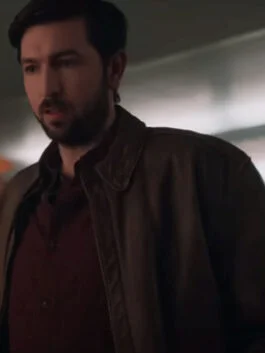 Cat Person 2023 Nicholas Braun Brown Leather Jacket